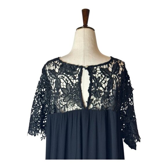 Lane Bryant Dress Women 18 Black Lace Crochet Gauze Swing Mini Whimsigoth Boho - Picture 5 of 14